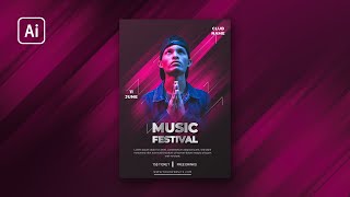 Music Festival Poster  Adobe Illustrator Tutorial [upl. by Enaej]