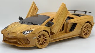 Wood Carving  Lamborghini Aventado S 2021  Woodworking Art [upl. by Judenberg]