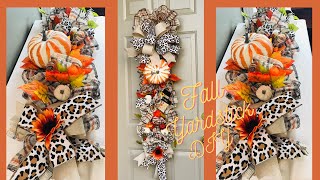 FALL YARDSTICK 🍂❤️🍂 DOOR SWAG CENTERPIECE GARLAND DIY MESH WREATH WOODLAND RUFFLE METHOD 🌻 [upl. by Ancalin785]