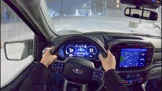 2021 Ford F150  POV Winter Night Drive Binaural Audio [upl. by Obmar]