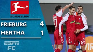 SC Freiburg extends unbeaten run with 41 win vs Hertha Berlin  ESPN FC Bundesliga Highlights [upl. by Attenev]