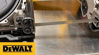 DEWALT® Product Guide  DCS376 Bandsaw Blade Installation and Removal [upl. by Hisbe325]