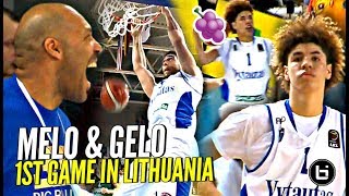 LaMelo Ball Gets JELLY amp LiAngelo DUNKING In FIRST PRO GAME IN LITHUANIA Full Highlights [upl. by Netsrik]