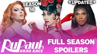 Season 16 UPDATED FULL Season Spoilers  RuPauls Drag Race [upl. by Mcspadden]