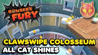 Bowsers Fury  Clawswipe Colosseum  All Cat Shine Locations Walkthrough [upl. by Kerad]