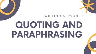 Quoting and Paraphrasing [upl. by Gassman]