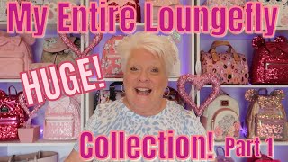 MY ENTIRE HUGE LOUNGEFLY COLLECTION PART 1 [upl. by Ruddy]