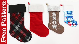 Sew a 15 Minute EASY CHRISTMAS STOCKING  Detailed Instructions  Fully Lined Fold over cuff [upl. by Suhpoelc627]