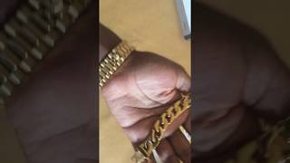 Thick Gold Bracelet 14MM Jewelry 24K Gold very Heavy from amazon [upl. by Esahc]