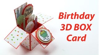 3D Birthday Card  Handmade Unique Pop Up Box Bday Card Making [upl. by Olaznog]