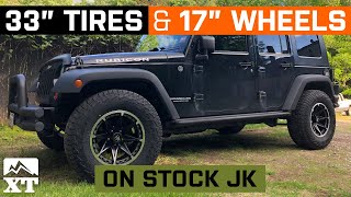 Stock JK Wrangler  33x115R17  17x9 Wheels  WampT Fitment [upl. by Hardigg]