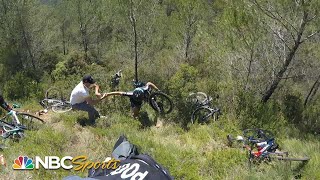 INSANE onsite footage from chaotic Stage 13 crash  Tour de France 2021  NBC Sports [upl. by Heidt]