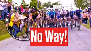 Spectator Causes ENTIRE Peloton To Crash At Tour de France 2021 [upl. by Shandie318]