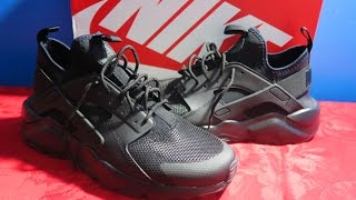 NIKE AIR HUARACHE RUN ULTRA BLACK UNBOXING amp ON FEET [upl. by Milda875]