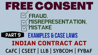 Fraud  Misrepresentation  Mistake  Free Consent  Indian Contract Act  Caselaws  Example [upl. by Asa]