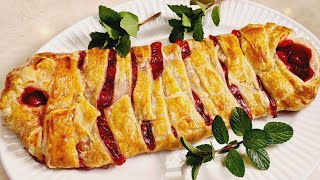 Cherry Cream Cheese Pastry Puff Braid [upl. by Gallenz]