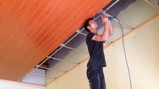 How to Install Plastic Panels On The Ceiling  Easy Installation Pvc Ceiling Panel [upl. by Maurizia]