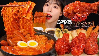 ASMR MUKBANG 직접 만든 떡볶이 양념치킨 김밥 먹방 amp 레시피 FRIED CHICKEN AND Tteokbokki EATING [upl. by Drape]