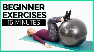 15 Minute Beginner Exercise Ball Workout Workout with Jordan [upl. by Sadye]