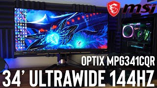 MSI 34inch 144hz Ultrawide Monitor Unboxing amp Overview OPTIX MPG341CQR [upl. by Normi485]