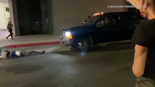 Truck slams into protester during Breonna Taylor demonstration in Hollywood  ABC7 [upl. by Elbam]