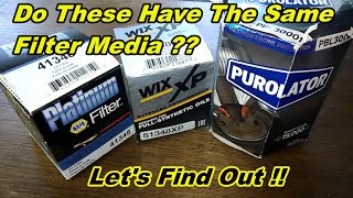 Purolator Boss Wix XP Napa Platinum Oil Filter Cut Open Oil Filter Media Comparison [upl. by Jewelle]