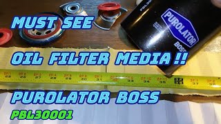 Purolator Boss PBL30001 oil filter cut open  compared to Purolator One PL30001 oil filter cut open [upl. by Aiksas]