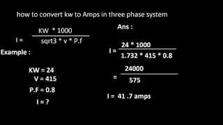 How to convert kw to amps in 3 phase system [upl. by Idonna]