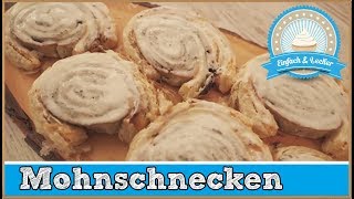 Mohnschnecken Rezept mit Blätterteig 🍴 [upl. by Kancler577]