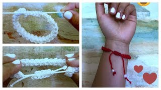 Pulsera A Crochet Con Hilo Rojo [upl. by Enyaj]