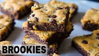 Easy Chocolate Chip Cookie Brownies Recipe  Brookies [upl. by Dalt]