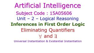 Inference in First Order Logic FOLEliminating QuantifiersUniversal amp Existential Instantiation [upl. by Ycal929]