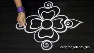 Beginners freehand rangoli kolam designs  simple muggulu without dots [upl. by Cogswell]