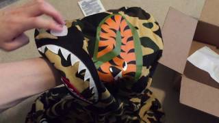 Bape 1st Camo Shark Full Zip Hoodie Yellow PickupUnboxing [upl. by Laurena]