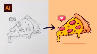 Adobe Illustrator Tutorial Create a Vector Pizza from Sketch HD [upl. by Seppala]