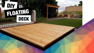 DIY Floating Deck  How to build a detached deck  Backyard Ground Level Deck [upl. by Ynner26]