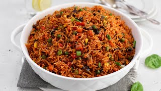 DELICIOUS VEGETABLE JOLLOF RICE NO MEAT STOCK [upl. by Anitsyrhk206]