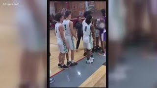 Basketbrawl schools punished after fight between players caught on camera [upl. by Nedah280]