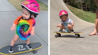 Adorable OneYearOld Girl Becomes Skateboarding Sensation [upl. by Adnwahsal371]