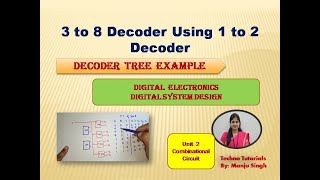 3 to 8 Decoder using 1 to 2 Decoder  Implement 3 X 8 Decoder Using 1 X 2 Decoder  38 using 12 [upl. by Trebma]