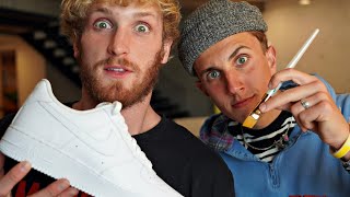 Surprising LOGAN PAUL with Custom NIKE Air Force 1 👟🎨 [upl. by Gowrie]