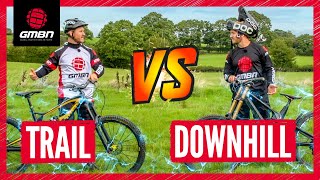 Trail Bike Vs Downhill Mountain Bike Challenges [upl. by Fasto]