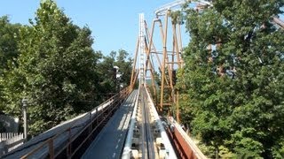 Powder Keg Roller Coaster Front Seat POV Silver Dollar City [upl. by Akkeber536]