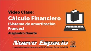 Cálculo Financiero Sistema de Amortización Francés Alejandro Duarte [upl. by Nakada]