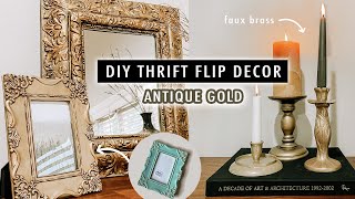 DIY THRIFT FLIP Antique Gold Decor Testing Techniques and Paints  XO MaCenna [upl. by Ally]