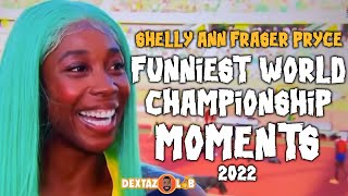 SHELLY ANN FRASER PRYCE FUNNIEST WORLD CHAMPIONSHIP MOMENTS  DEXTAZLAB [upl. by Pasho470]