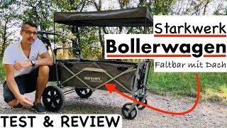 Starkwerk Bollerwagen faltbar mit Dach Test amp Review [upl. by Ardnasak911]