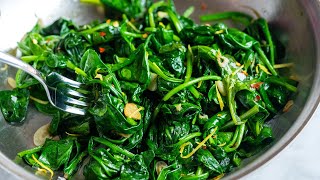 Perfect Sauteed Spinach Recipe with Garlic [upl. by Nuhsar]