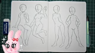 4 Ways to Draw Manga Female Poses [upl. by Alakam537]