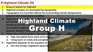 Koppen Scheme  Highland Climate H  UPSC IAS Geography [upl. by Anedal]